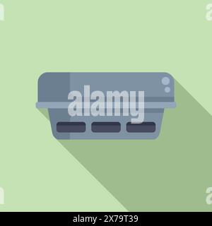 Minimalist vector image of a closed styrofoam takeaway box on a pastel background Stock Vector