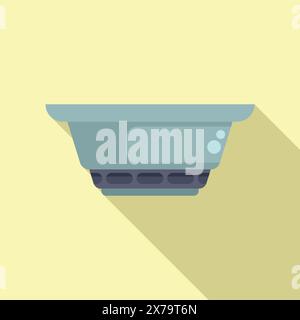 Simple and modern flat design of a shopping basket icon on a yellow background Stock Vector
