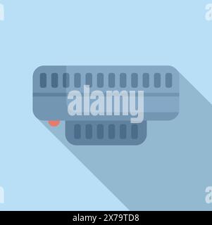 Simplistic vector design of a contemporary keyboard icon cast in shadow, set against a cool blue backdrop Stock Vector