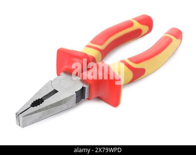 New combination pliers isolated on white. Construction tool Stock Photo