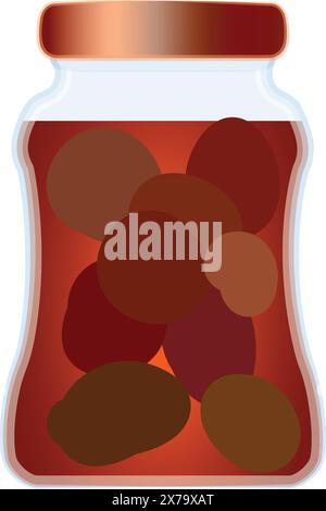 Digital graphic of a sealed jar containing multicolored, abstract spheres, isolated on white Stock Vector