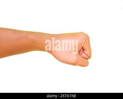 Hand gesture of punching, view from the side Stock Photo