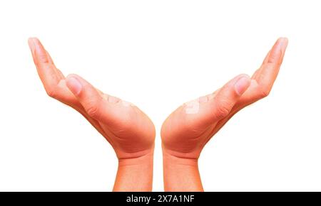 Hand gesture, care or support something Stock Photo