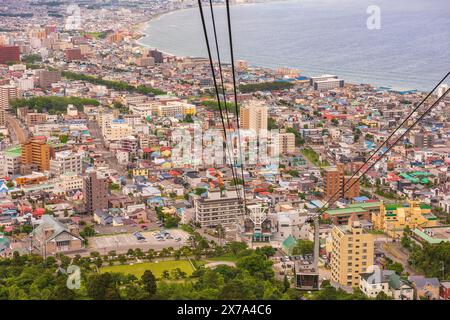 View Of The City Of Hakodate In Japan From Mt. Hakodate Ropeway Stock 