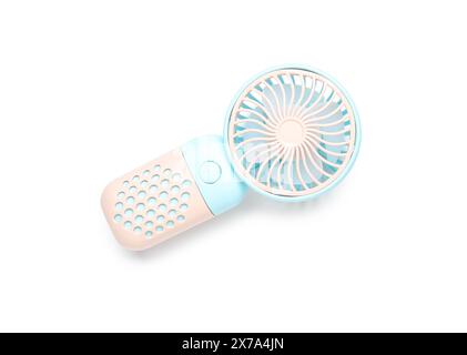 Mini electric fan on white background Stock Photo