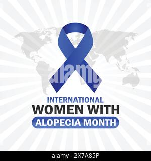 International Women with Alopecia Month Vector illustration. Holiday concept. Template for background, banner, card, poster with text inscription. Stock Vector