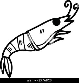 The Delicious boiled shrimp Hand drawn in line style Stock Vector