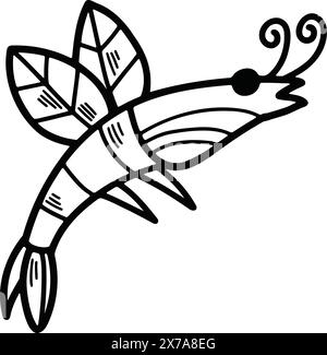 The Delicious boiled shrimp Hand drawn in line style Stock Vector