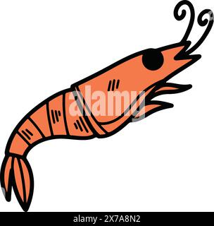 The Delicious boiled shrimp Hand drawn in line style Stock Vector