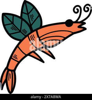 The Delicious boiled shrimp Hand drawn in line style Stock Vector