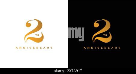 Modern and elegant number 2 logo design Stock Vector