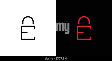 Unique and modern  E lock logo design Stock Vector