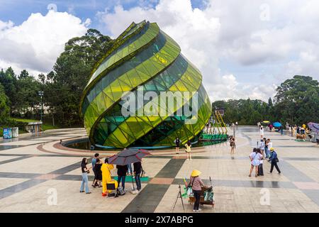 Glass Pavilion in the form of a flower bud of the artichoke in the Lam Vien Square Vietnam. Da Lat is a popular destination Stock Photo