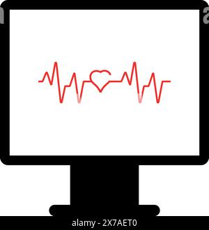 Monitoring glyph icon. Style is bicolor flat symbol, intensive red and black colors, rounded angles, Stock Vector