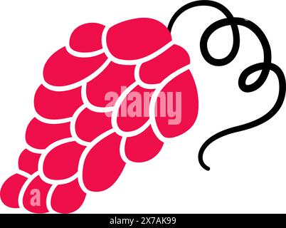 Bunch of grapes. Red wine grape berries. Hand drawn simple element. Vector illustration in doodle style on white background Stock Vector