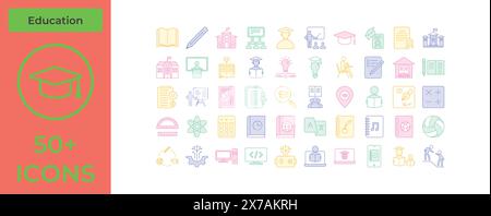 Comprehensive Education Icon Pack: Perfect for Schools, Universities, and E-Learning Platforms Stock Vector
