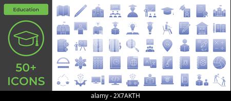 Comprehensive Education Icon Pack: Perfect for Schools, Universities, and E-Learning Platforms Stock Vector
