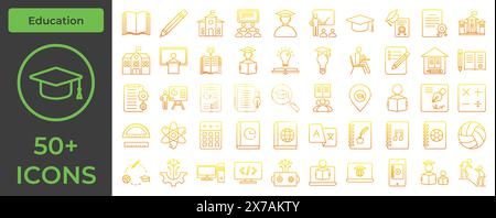 Comprehensive Education Icon Pack: Perfect for Schools, Universities, and E-Learning Platforms Stock Vector