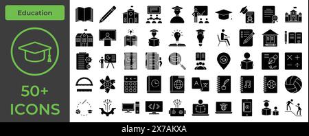 Comprehensive Education Icon Pack: Perfect for Schools, Universities, and E-Learning Platforms Stock Vector