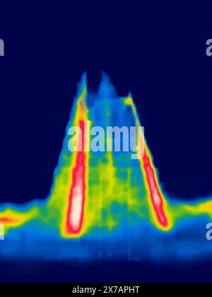 The Alien Space Tower. Image from thermal imager device. Stock Photo