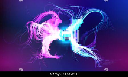 Neural network abstract digital background. Technology background, data science. Artificial intelligence background. Generative ai with data flow Stock Vector