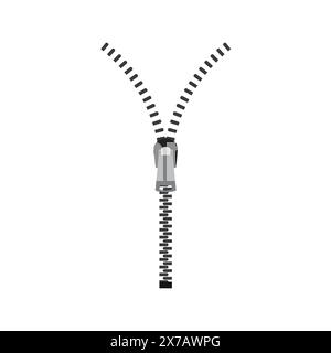 Closed and open zipper. Zipper Button. closed and open zipper on white background drawing by illustration Stock Photo