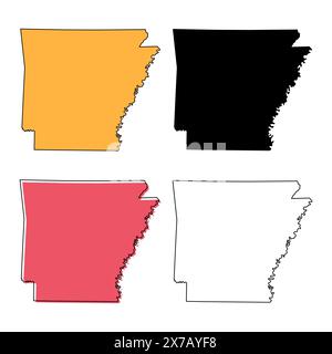 Set of Arkansas map, united states of america. Flat concept icon symbol vector illustration . Stock Vector