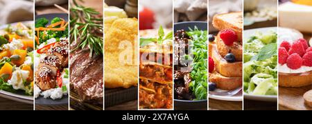 food collage of various plates of meals Stock Photo