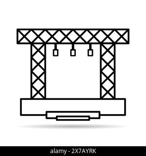 Stage scene constructions shadow icon, web frame podium sign, show design vector illustration . Stock Vector
