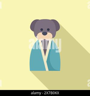 Minimalist design of a cute bear character dressed in a stylish blue jacket Stock Vector