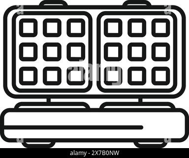 Vector illustration of a waffle maker in a simple line art style, suitable for kitchen appliance concepts Stock Vector