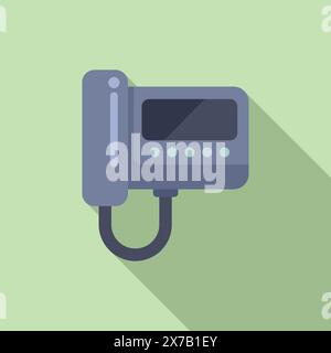 Vector illustration of a modern intercom on a green wall with a flat design style and shadow Stock Vector
