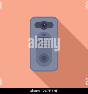 Flat design vector of a contemporary intercom on a peach background, with shadow effect Stock Vector
