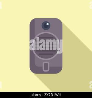 Flat design of a classic microphone icon depicted with a shadow on a soft pastel background Stock Vector