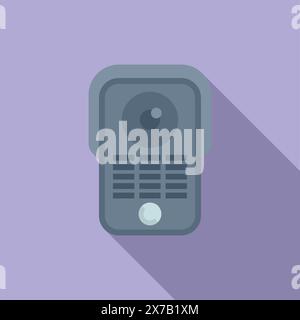 Flat design vector of a stylish intercom on a purple background, depicting modern home security Stock Vector