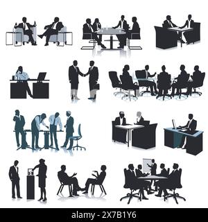 Working groups of people at the meeting. illustration Stock Vector