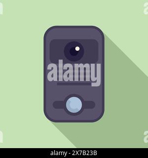 Vector illustration of a sleek, modern intercom system against a soft green background with long shadow Stock Vector