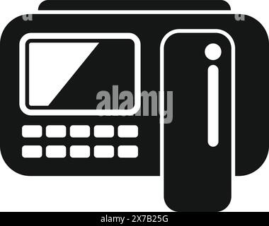 Vector illustration of a silhouettestyle telephone with answering machine, isolated on white Stock Vector