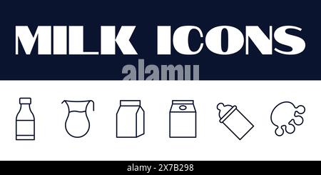 Milk icons set. Milk line drinks icon vector illustration. Milk illustration Stock Vector