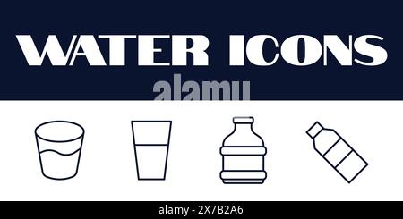 Water icons set. Water line drinks icon vector illustration. Water icons vector Stock Vector
