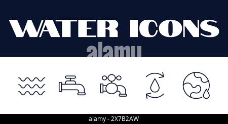 Water icons set. Water line drinks icon vector illustration. Water icons vector Stock Vector