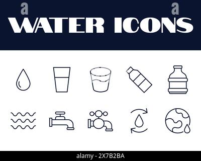 Water icons set. Water line drinks icon vector illustration. Water icons vector Stock Vector