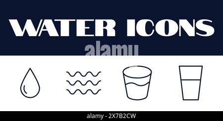 Water icons set. Water line drinks icon vector illustration. Water icons vector Stock Vector