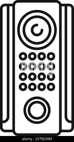 Line drawing of a contemporary pc tower case with power button and usb ports Stock Vector