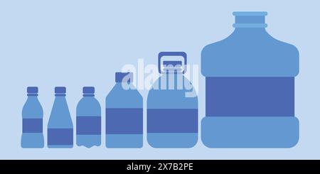 Water Bottle Icon Vector. Water Bottles icon set illustrations. water gallon bottle flat vector Stock Vector