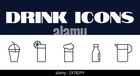 Beverage Drink icons set. line drinks icon vector illustration. Beverage icons set. Stock Vector
