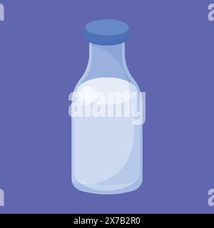 Milk bottle icon vector. bottle of fresh milk illustration. healthy milk glass bottle Stock Vector