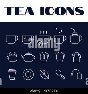 Tea Drink icons set. line drinks Tea icon vector illustration. Tea icons Stock Vector