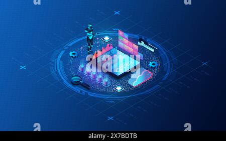 IT Operations Analytics Concept - ITOA - Practice of Using Data Analysis and Machine Learning Techniques to Manage IT Infrastructure and Operations - Stock Photo