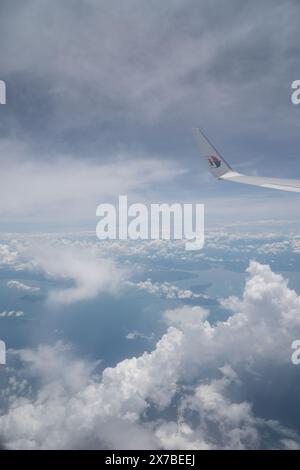 PHUKET, THAILAND - MAY 09, 2023: aerial view from Malaysia Airlines Boeing 737-800. Stock Photo